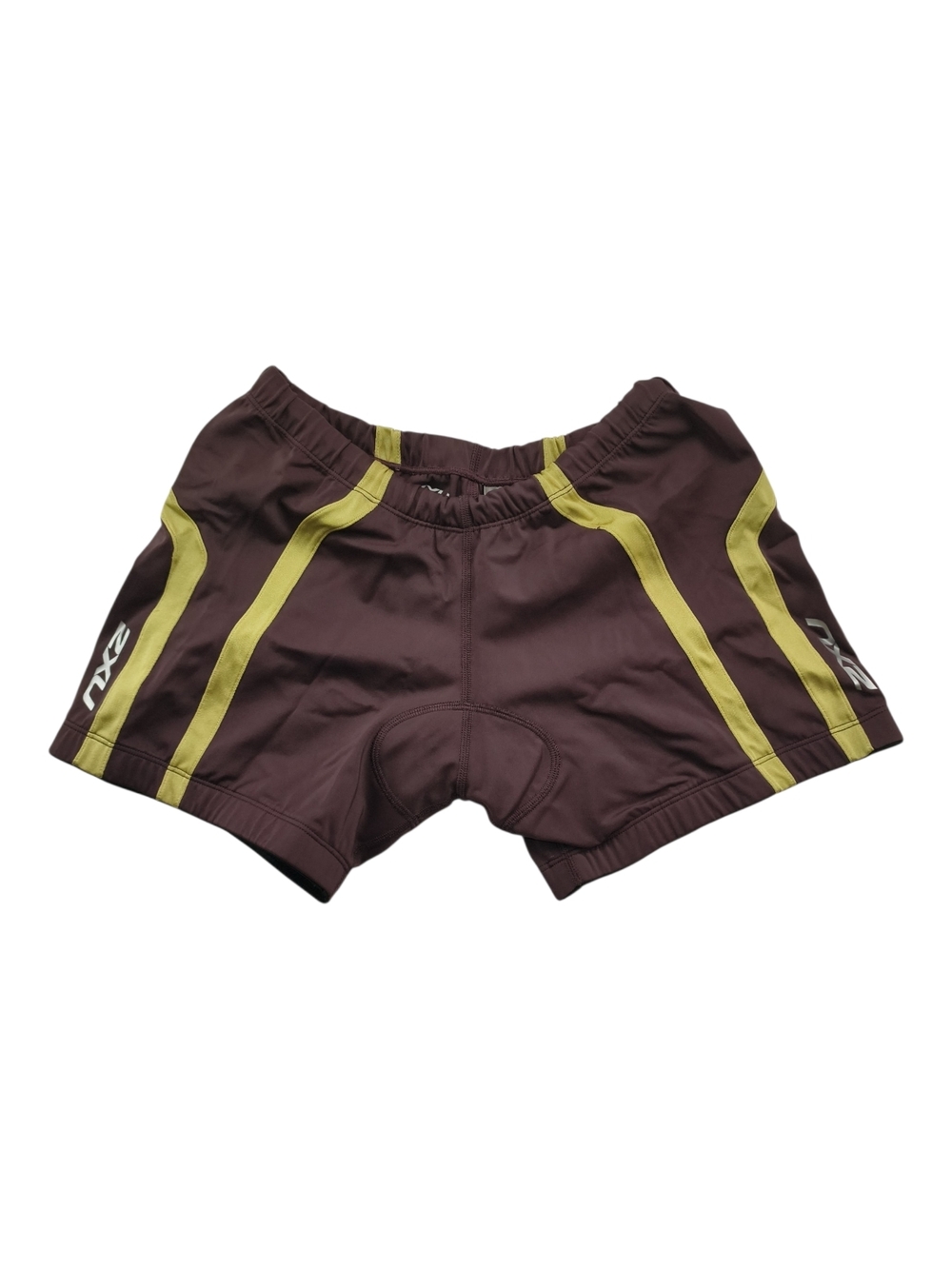 2XU Women L Tri Shorts Brown Gold Elastic Waist Padded Cycling Performance